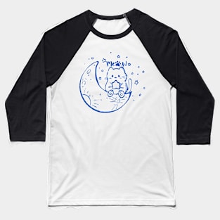 Cute Cat with Moon Cute Kitten Cute Illustration Art Baseball T-Shirt